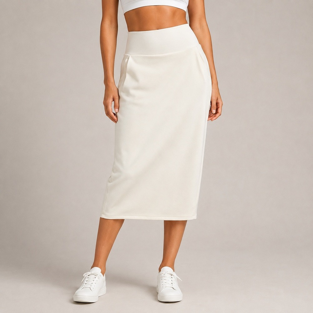 Lululemon Softstreme High Rise Midi Skirt Bone Womens 8 NWT LW8AK5S